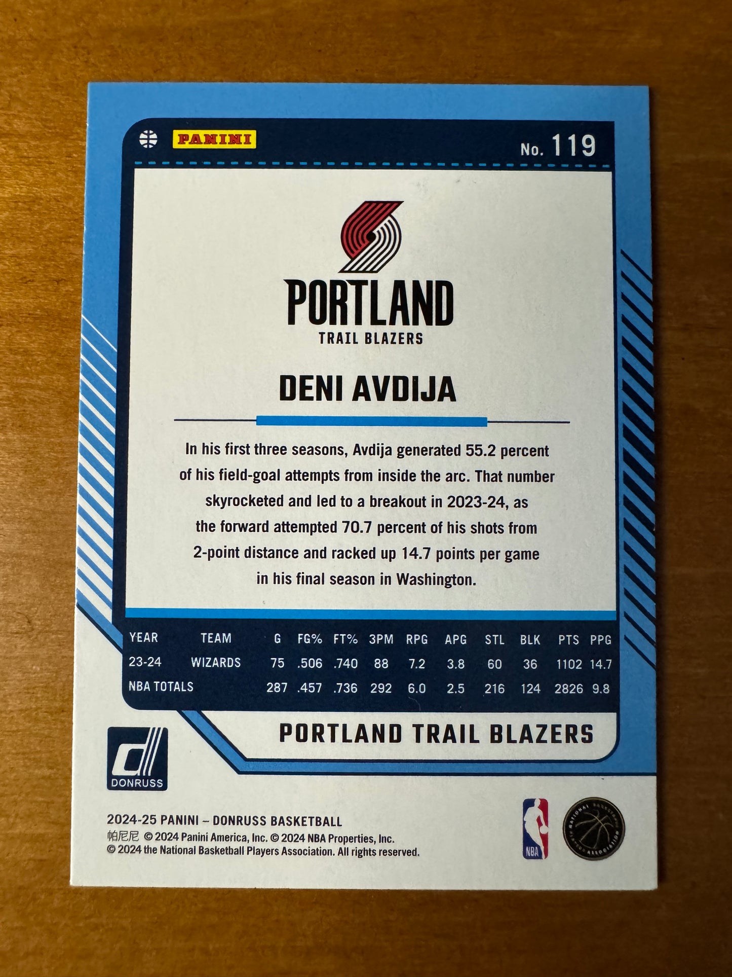 2024-25 Panini Donruss - Deni Avdija #119 Holo Green Laser