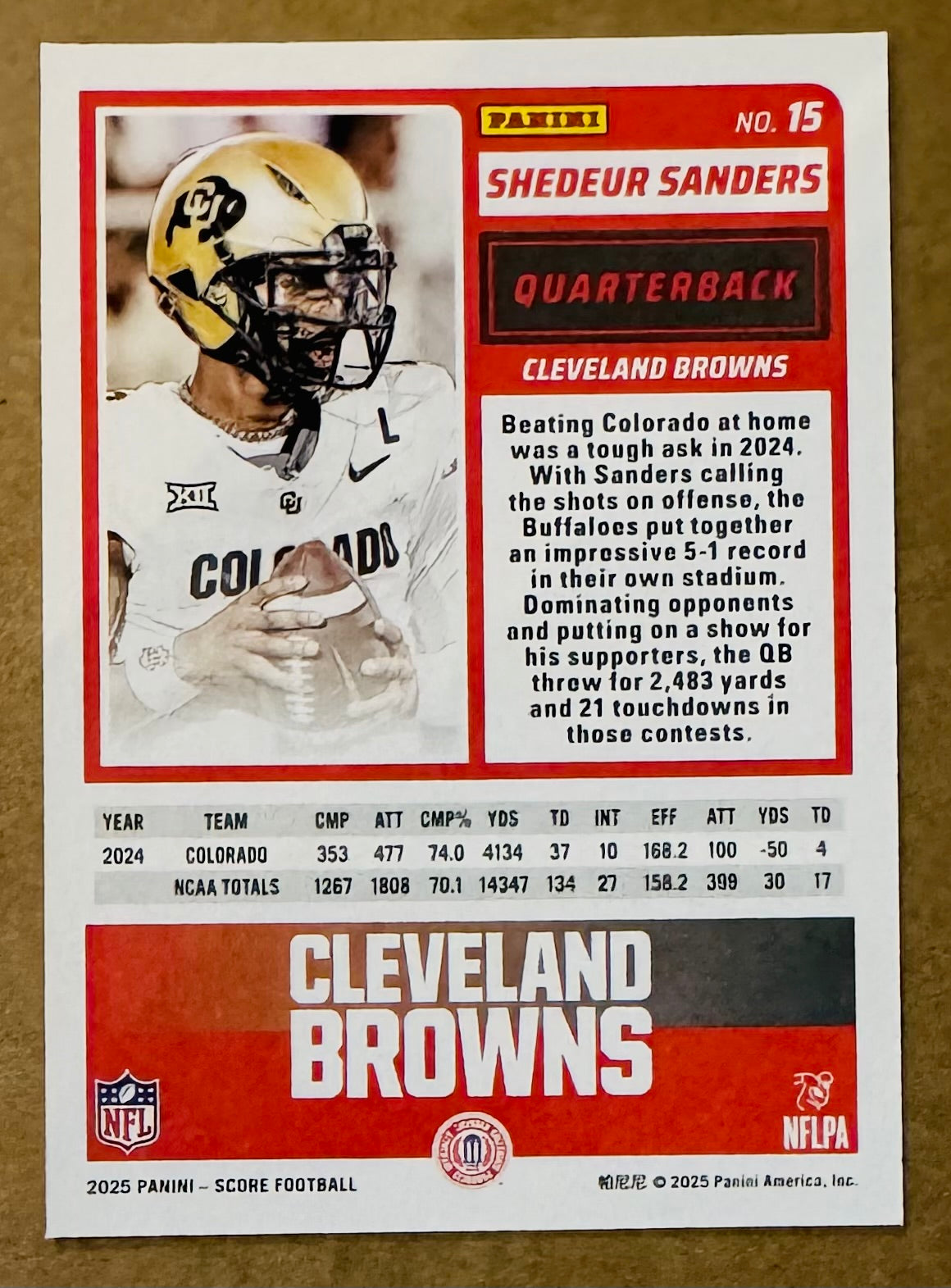 2025 Score Rookies Shedeur Sanders RC #15