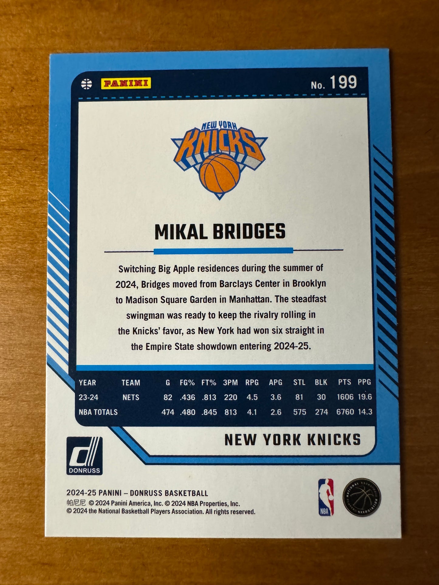 2024-25 Panini Donruss - Mikal Bridges #199 Holo Green Laser