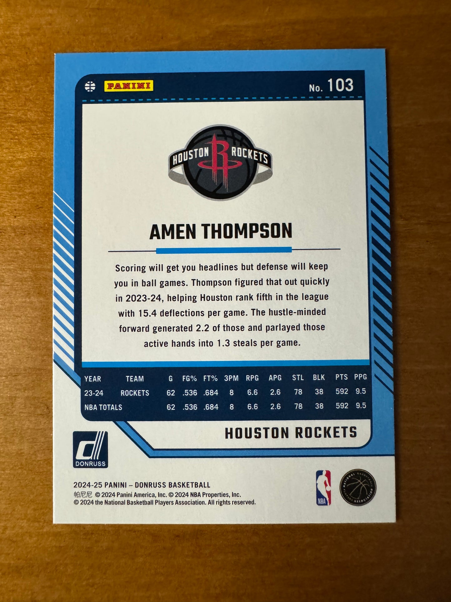 2024-25 Panini Donruss - Amen Thompson #103 Holo Green Laser