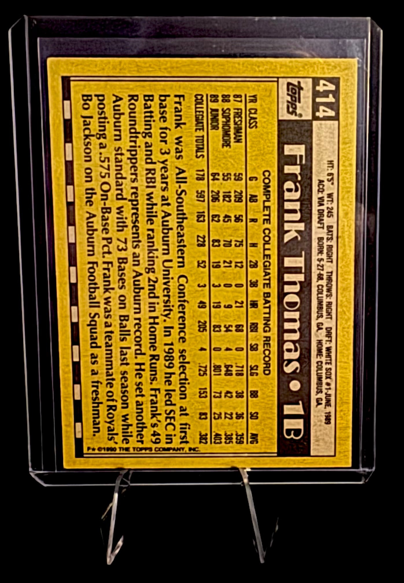 1990 Topps #414 - Frank Thomas (RC)