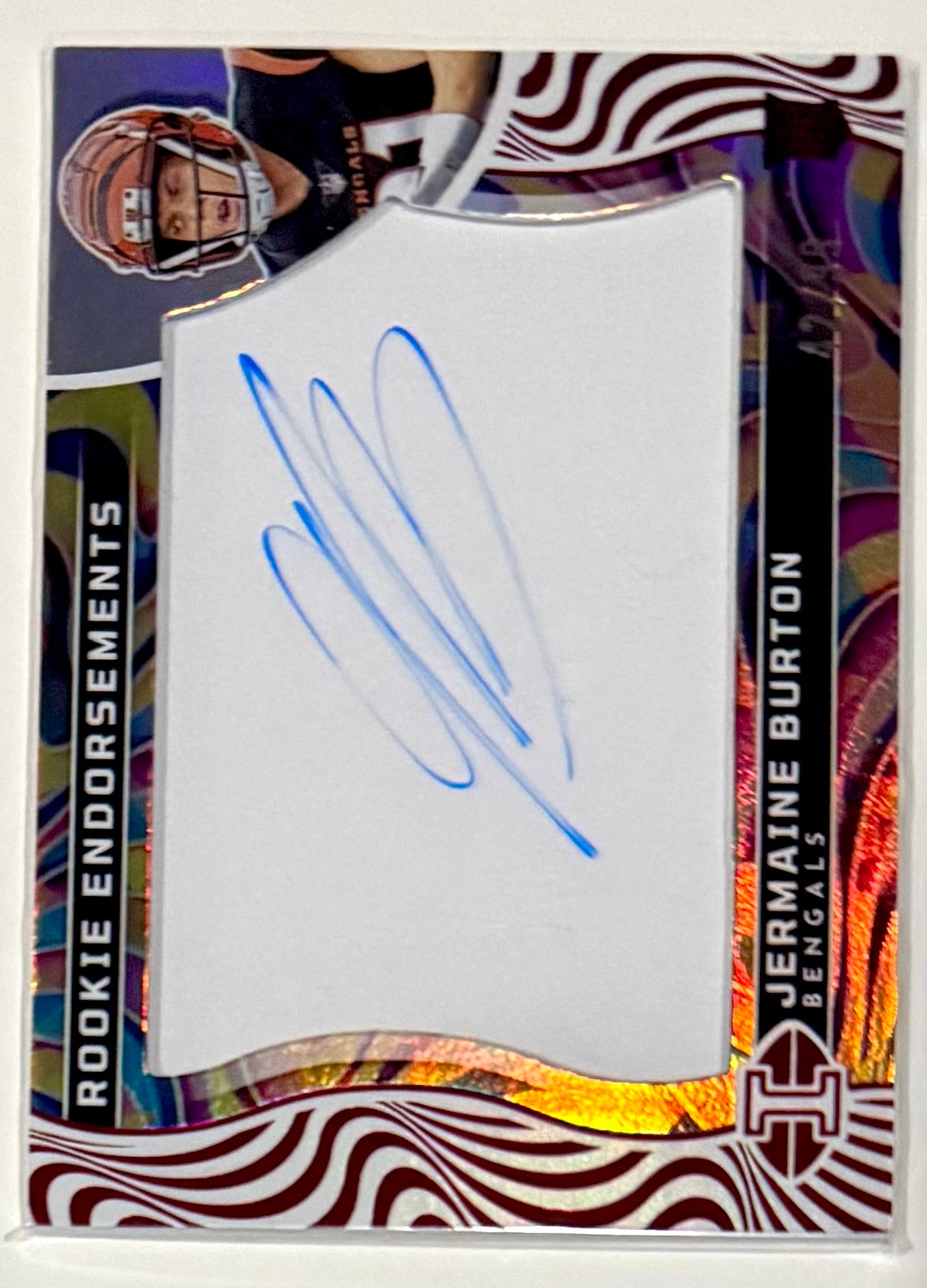 Jermaine Burton Rookie Endorsements Auto /99 – 2024 Panini Illusions Bengals RC