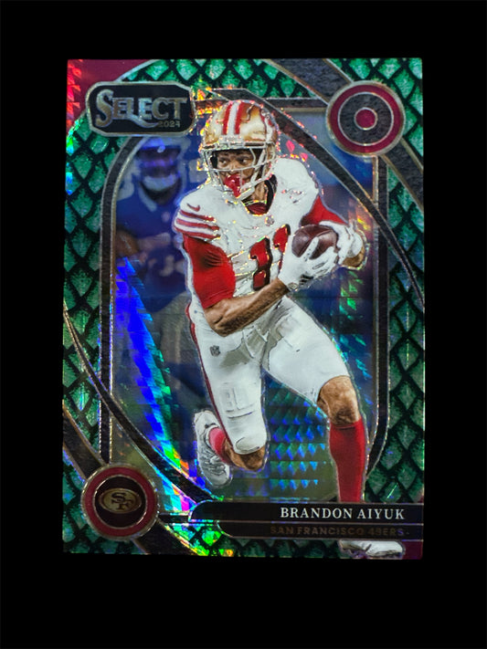 BRANDON AIYUK 2024 SELECT CLUB LEVEL DRAGON SCALE PRIZM 49ERS 01/81 Bookend