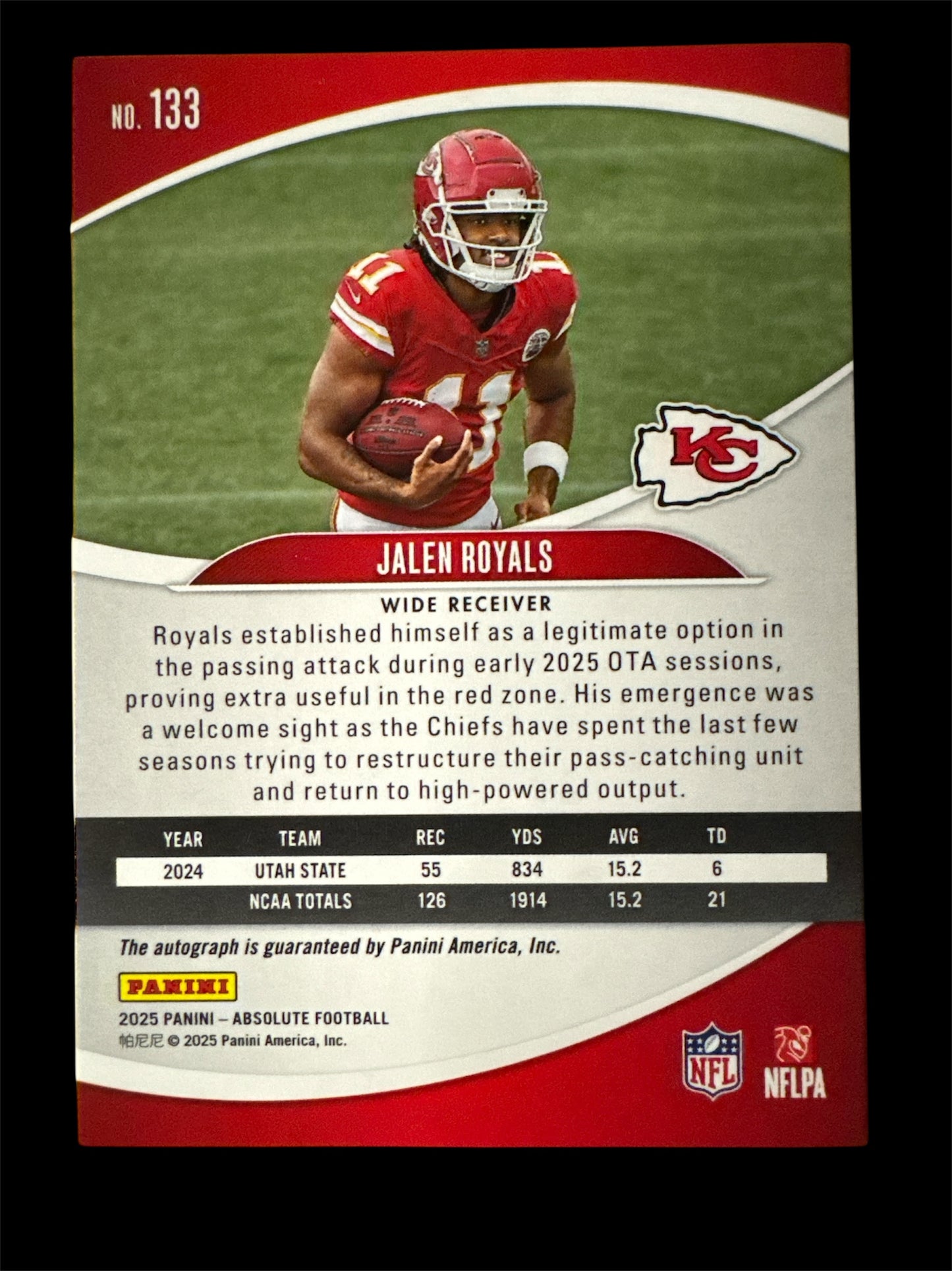 2025 Panini Absolute Football Jalen Royals Rookie Auto RC /150 Signature RC Red Squares