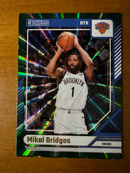 2024-25 Panini Donruss - Mikal Bridges #199 Holo Green Laser