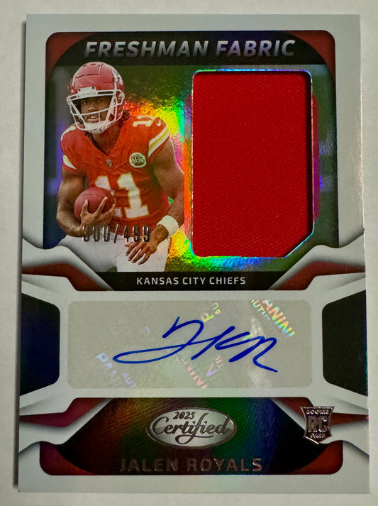 2025 Panini Certified Freshman Fabric Patch Jalen Royals RC AUTO 300/499 #FBC-JRS